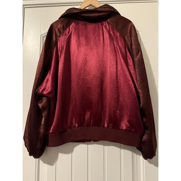 Saint Laurent Tonal Satin Jacket in Burgundy/Maroon - Picture 9 of 16